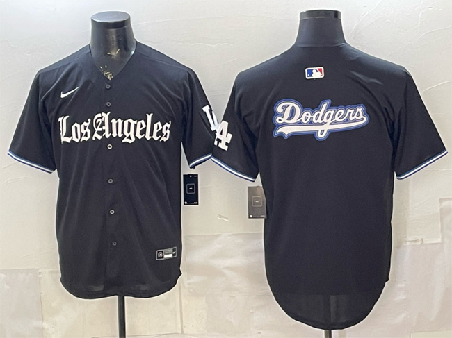 Men's Black Los Angeles Dodgers Team Big Logo 'Gothic Edition' Vapor Premier Limited Stitched Baseball Jersey